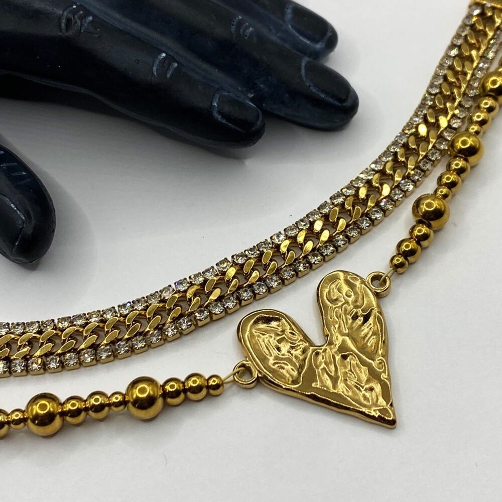 NEW Rhinestone & Heart Layering Bracelet Set - Picture 4 of 9